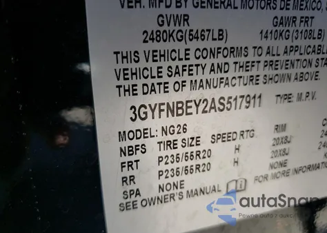2010 Cadillac Srx Performance Collection z USA, uszkodzony, nr VIN 3GYFNBEY2AS517911